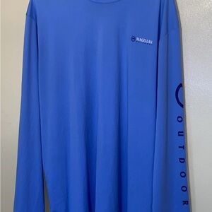 Magellan Outdoors Fishing Shirt XL Blue Long Sleeve UPF Moisture-Wicking Classic